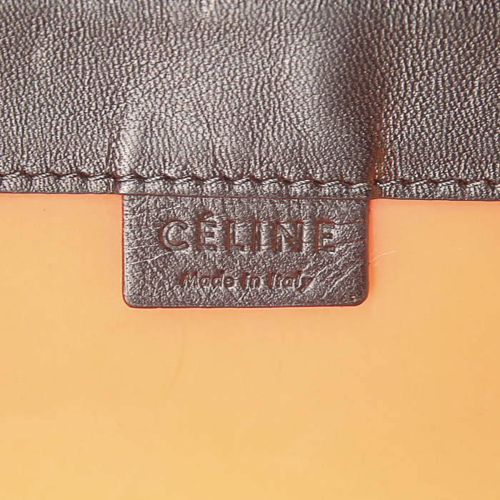 Shopping bag Celine in pelle nera e caucciù arancione - Detail D3