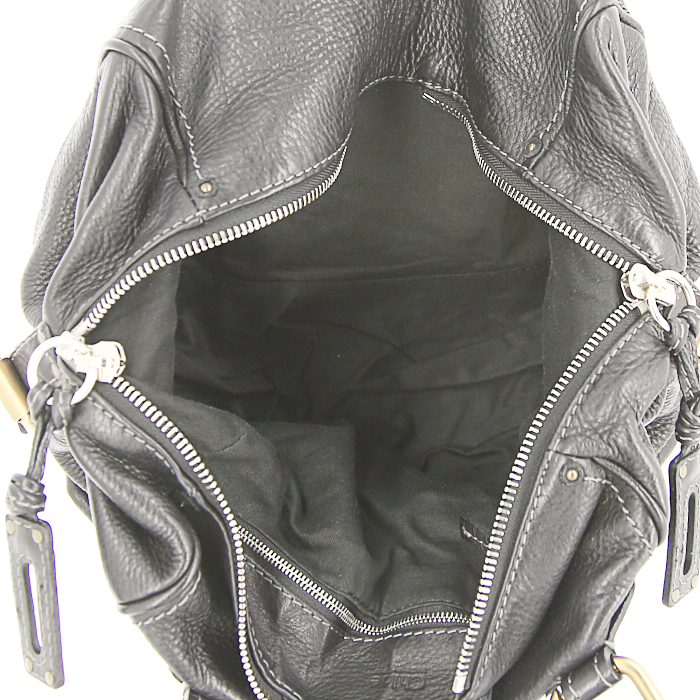 Chloé Paddington Front Pocket handbag in black grained leather - Detail D2