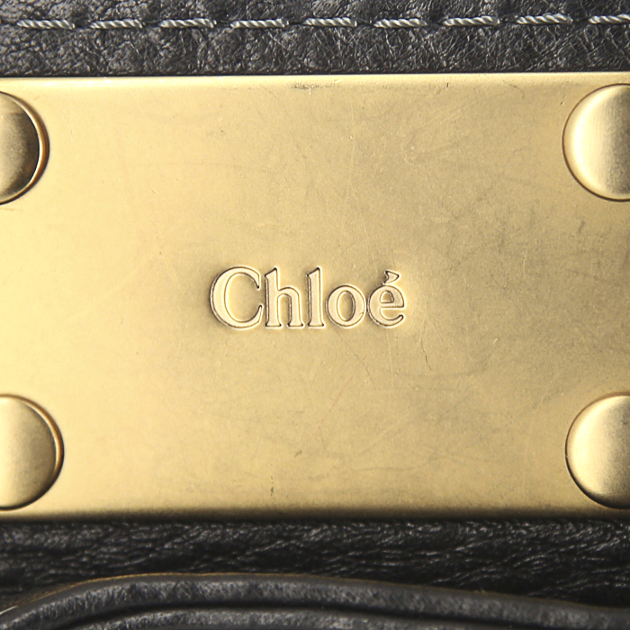 Chloé Paddington Front Pocket handbag in black grained leather - Detail D3