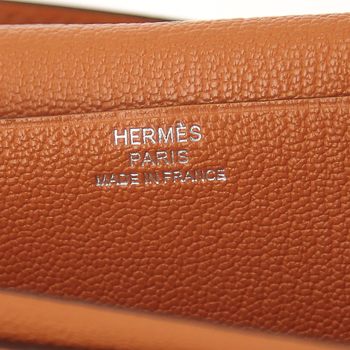 Portafogli Hermès Béarn in pelle martellata arancione - Detail D3