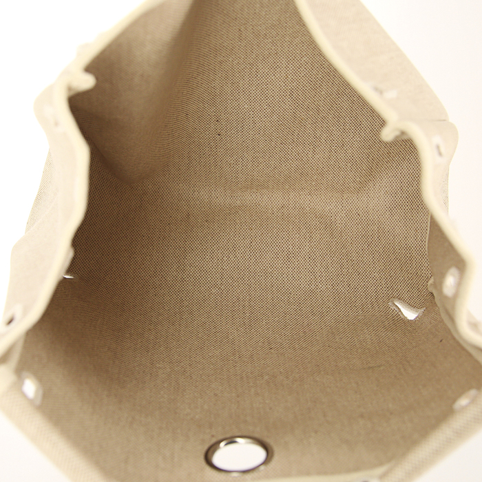 Sac à dos Hermès Herbag - Backpack petit modèle en toile beige et cuir naturel - Detail D5