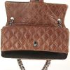 Chanel Timeless shoulder bag in brown quilted leather and brown foal - Detail D5 thumbnail