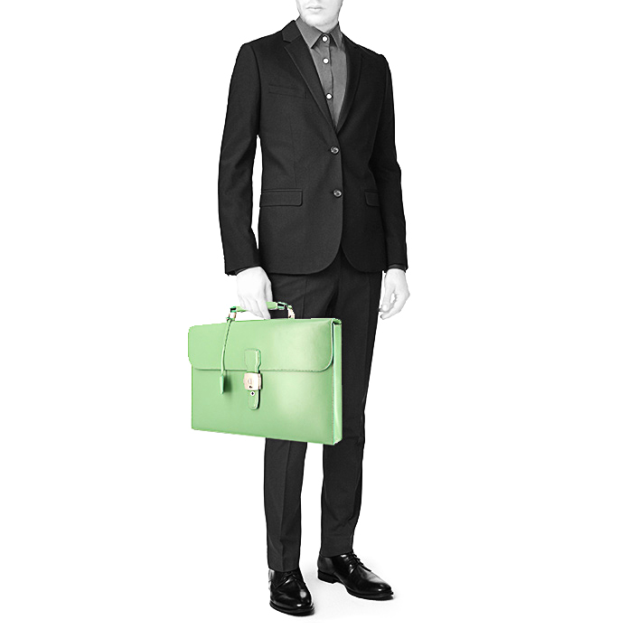 Porte-documents Dunhill en cuir vert-d'eau - Detail D1