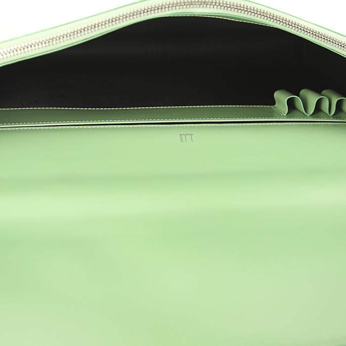 Borsa portadocumenti Dunhill in pelle verde acqua - Detail D2
