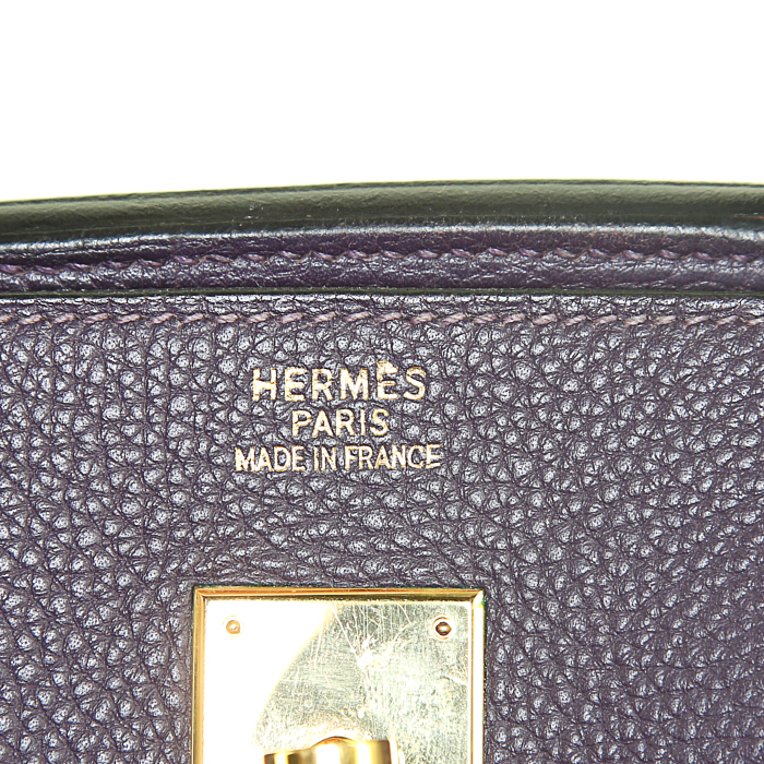 Borsa Hermes Birkin 40 cm in pelle togo viola - Detail D3