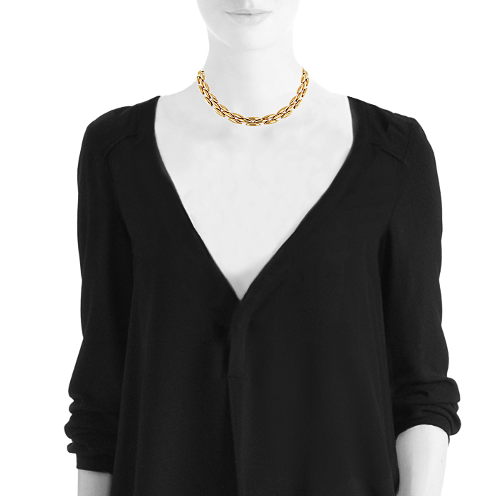 Collier ras de cou époque années 90 articulé Cartier Gentiane en or jaune - Detail D1