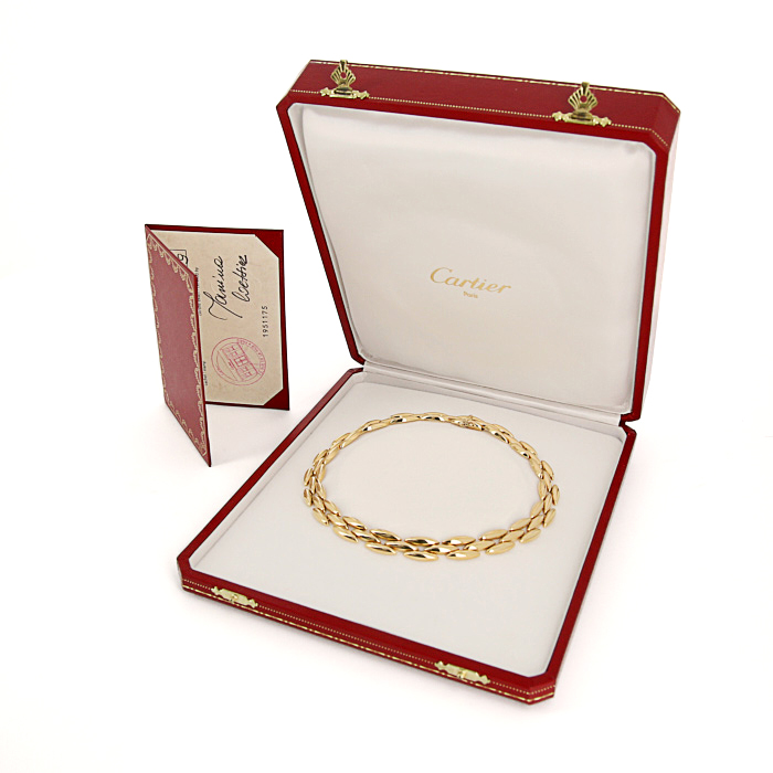 Articulated Cartier Gentiane 1990's linked necklace in yellow gold - Detail D2