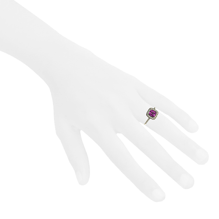 Bague Tiffany & Co en platine,  diamants et saphir rose - Detail D1