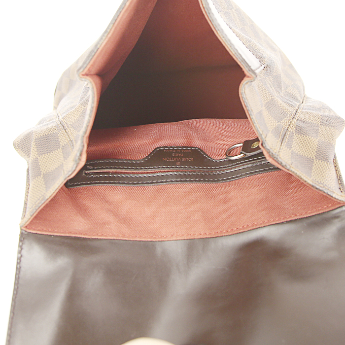 Zaino Louis Vuitton in tela a scacchi ebana e pelle marrone - Detail D2