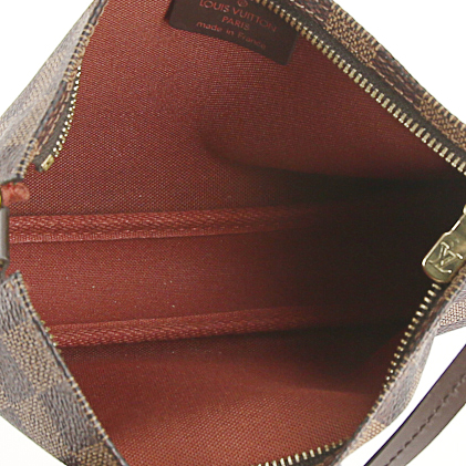 Borsa Louis Vuitton Pochette accessoires in tela a scacchi ebana e pelle marrone - Detail D2