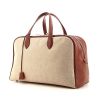 Hermes Victoria travel bag in beige canvas and havana brown togo leather - 00pp thumbnail