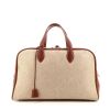 Hermes Victoria travel bag in beige canvas and havana brown togo leather - 360 thumbnail