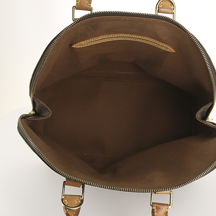 Sac à main Louis Vuitton Alma en toile monogram et cuir naturel - Detail D2