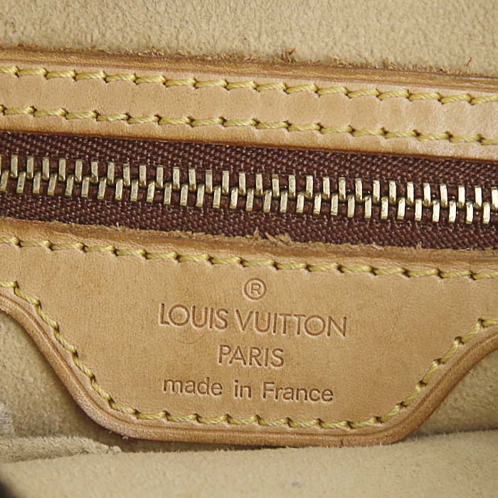 Bolso de mano Louis Vuitton Looping en lona Monogram y cuero natural - Detail D3