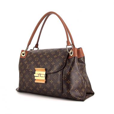Borsa a spalla Louis Vuitton Olympe in tela monogram cerata e pelle marrone caramello