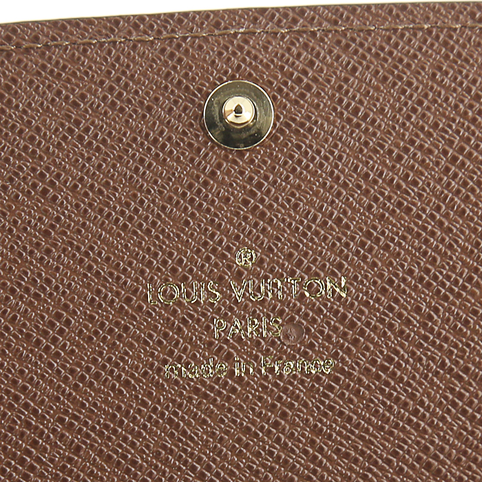 Portafogli Louis Vuitton Emilie in tela monogram e pelle marrone - Detail D4