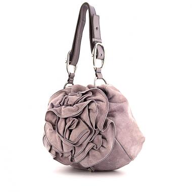 Saint Laurent Fleur en daim parme et cuir parme