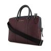 Burberry briefcase in burgundy and navy blue grained leather - 00pp thumbnail