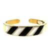Bracelet époque années 80 rigide ouvrant Vintage en or jaune,  onyx et nacre blanche - 00pp thumbnail