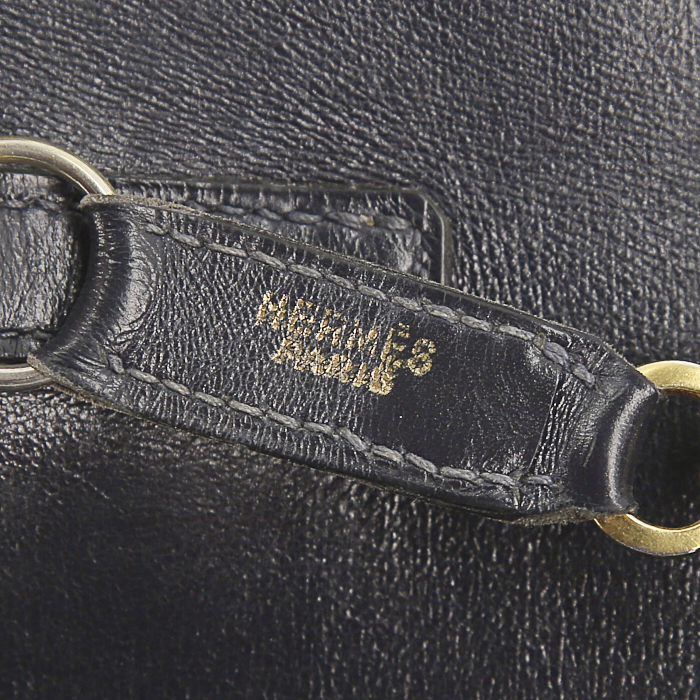 Hermès Trim handbag in navy blue box leather - Detail D3