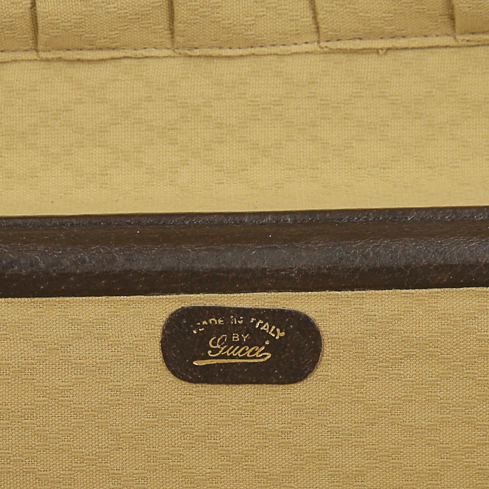 Sac de voyage Gucci Gucci Bagage en toile monogram enduite beige et cuir marron - Detail D5