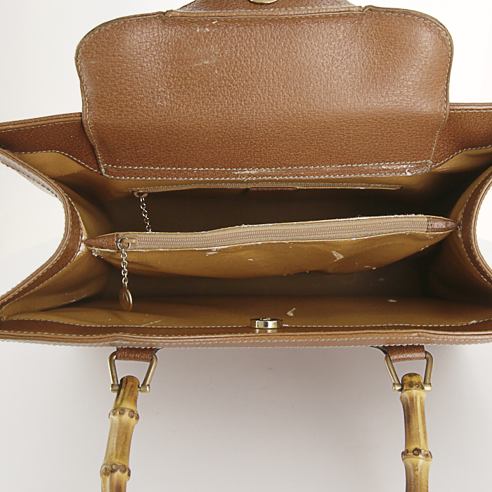 Shopping bag Gucci Bamboo in pelle marrone - Detail D2