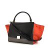 Celine Trapeze bag in black and grey leather and orange suede - 00pp thumbnail