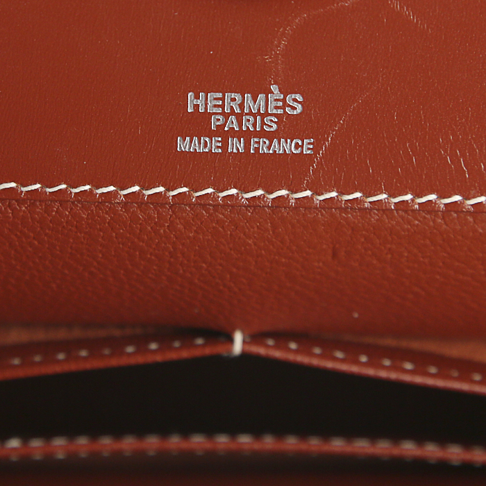 Hermès Dalvy handbag in brown box leather - Detail D3