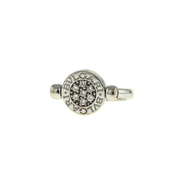 Anello girevole Bulgari Bulgari Bulgari in oro bianco,  diamanti e onice Anello girevole Bulgari Bulgari Bulgari in oro bianco,  diamanti e onice