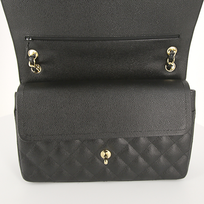 Borsa Chanel Timeless jumbo in pelle martellata e trapuntata nera - Detail D5