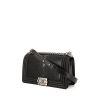 Chanel Boy shoulder bag in black leather and black shagreen - 00pp thumbnail
