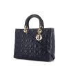 Dior Lady Dior large model handbag in navy blue leather cannage - 00pp thumbnail