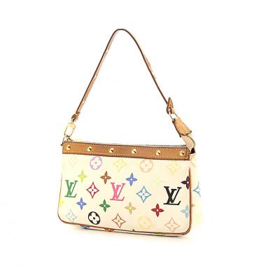 Pochette Louis Vuitton Pochette accessoires in tela monogram multicolore bianca e pelle naturale