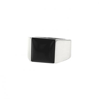 Bague Cartier Tank grand modèle en or blanc et onyx