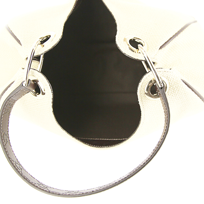 Sac à main Gucci Colbert en raffia beige et cuir monogram marron - Detail D2