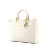 Dior Lady Dior large model handbag in white leather cannage - 00pp thumbnail
