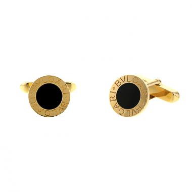 Paire de boutons de manchette Bulgari Bulgari Bulgari en or jaune et onyx
