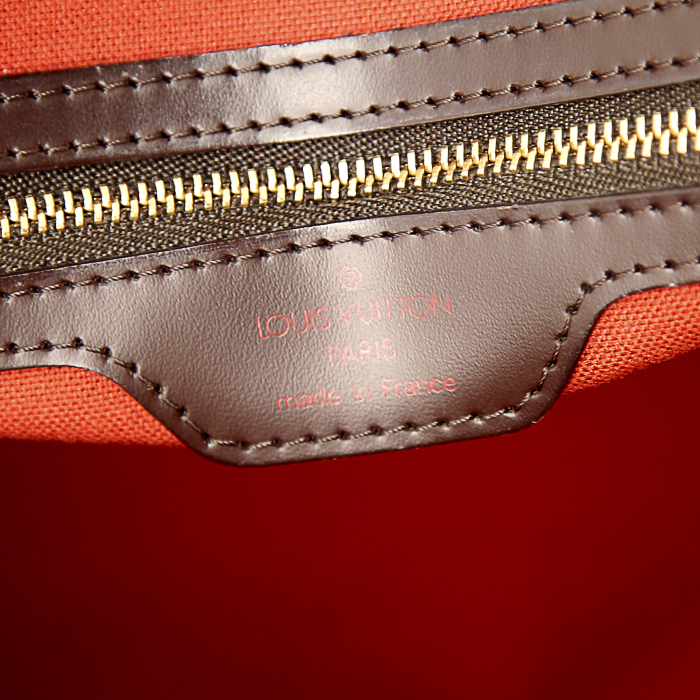 Bolso bandolera Louis Vuitton Nolita en lona a cuadros ébano y cuero marrón - Detail D4