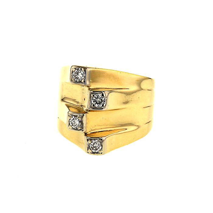 Vintage 1970's ring in yellow gold,  platinium and diamonds - 00pp