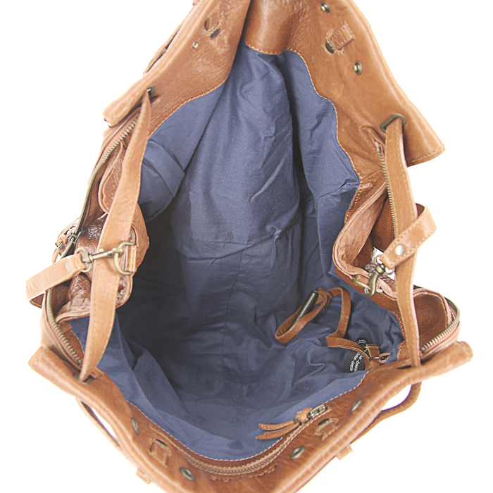 Jerome Dreyfuss Carlos handbag in brown grained leather - Detail D3