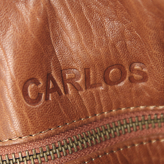 Jerome Dreyfuss Carlos handbag in brown grained leather - Detail D4