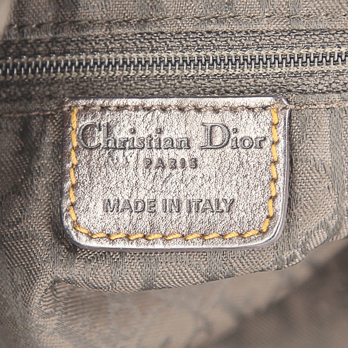 Borsa da spalla o a mano Dior Gaucho in pelle marrone e profili - Detail D3