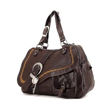 Borsa da spalla o a mano Dior Gaucho in pelle marrone e profili