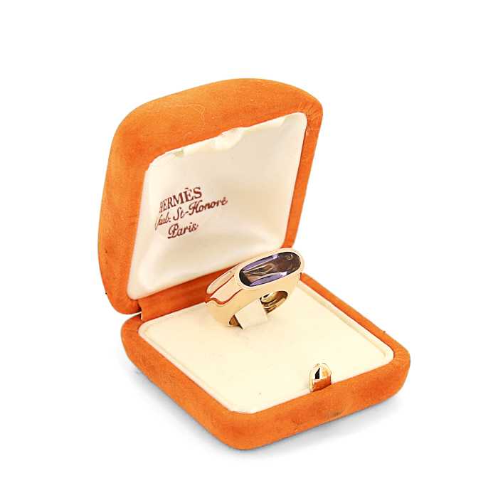Hermès signet ring in pink gold and amethyst - Detail D2