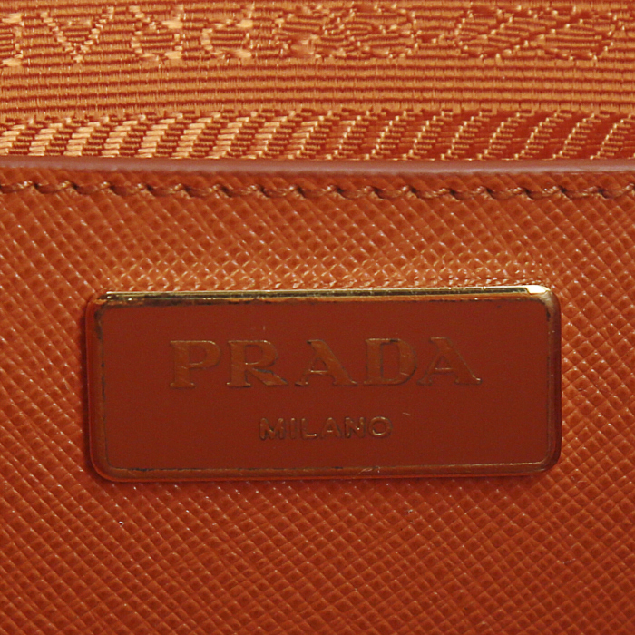 Borsa Prada Galleria modello grande in pelle saffiano arancione - Detail D3