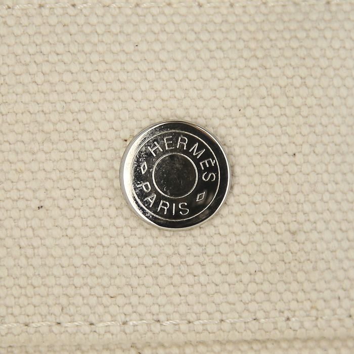 Bolso Cabás Hermes Toto Bag - Shop Bag en lona beige y turquesa - Detail D3