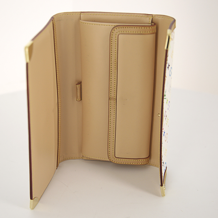 Louis Vuitton Porte Trésor International  wallet in multicolor monogram canvas and natural leather - Detail D2