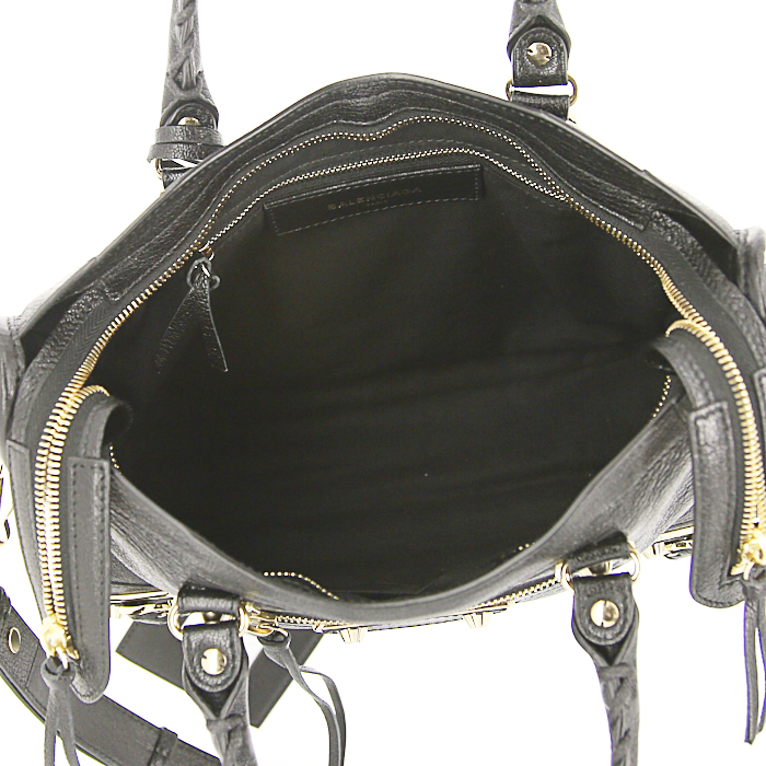 Bolso bandolera Balenciaga Metallic Edge City S en cuero granulado negro - Detail D3