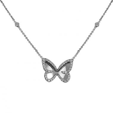 Collana Messika Butterfly in oro bianco e diamanti