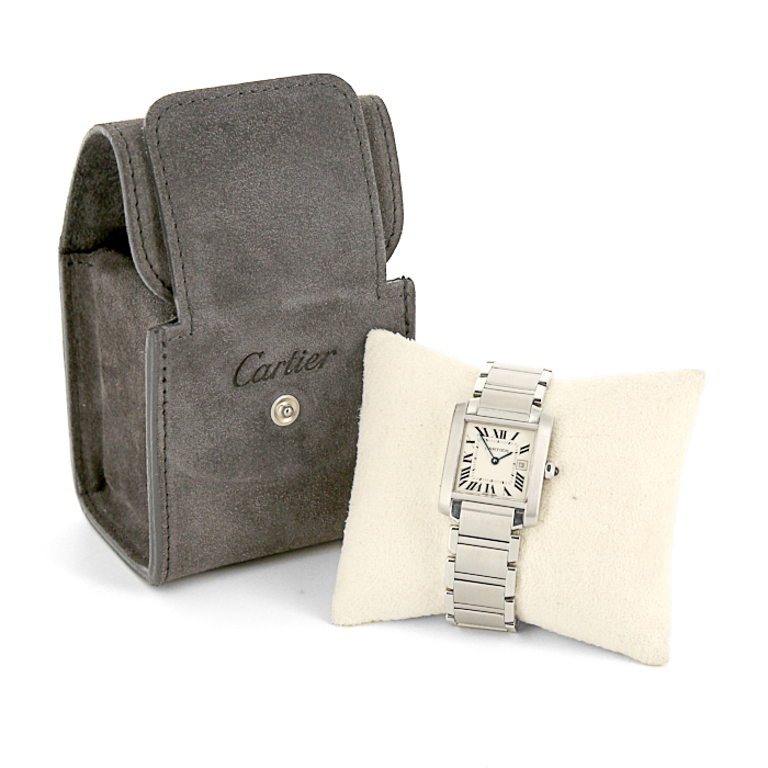 Cartier Tank Française watch in stainless steel Ref:  2465 Circa  2000 - Detail D2